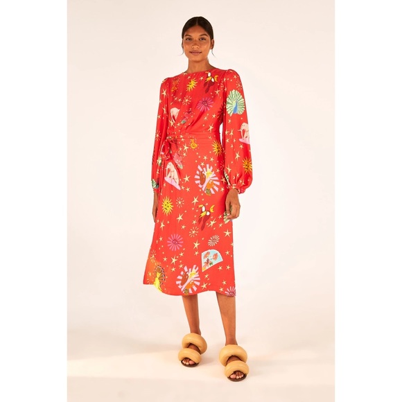 FARM Rio Dresses & Skirts - NWT Farm Rio Lotus Star Front Twist Midi Dress Medium